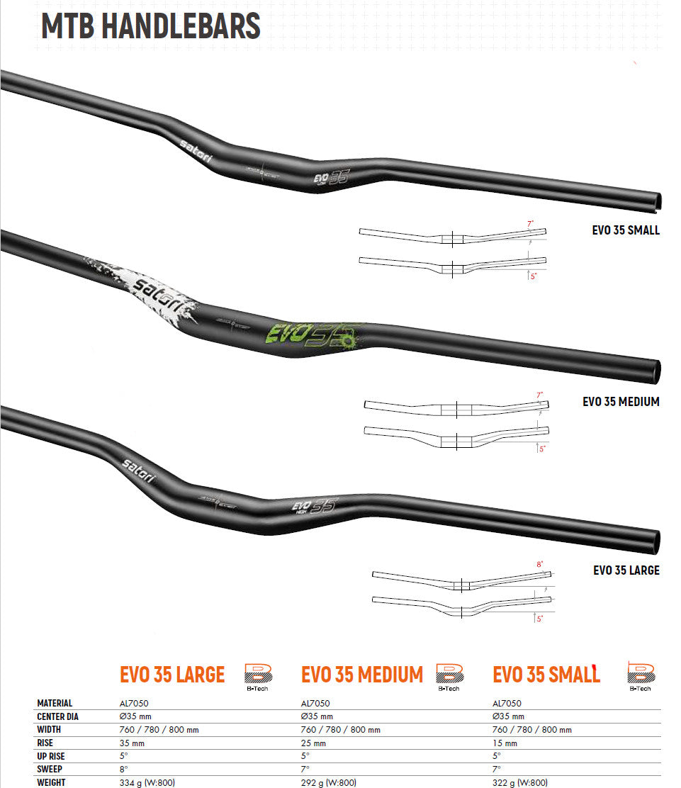 EVO 35 Small/Large Handlebar Compact Power at 355mm Rise