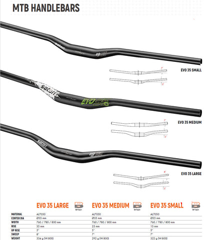 EVO 35 Small/Large Handlebar Compact Power at 355mm Rise