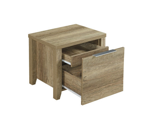 3 Pieces Bedroom Suite Natural WoodKing Size Oak Colour Bed, Bedside Table