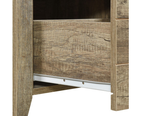 3 Pieces Bedroom Suite Natural WoodKing Size Oak Colour Bed, Bedside Table
