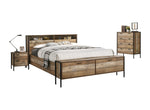 4 Pieces Storage Bedroom Suite Metal Legs Queen Oak, Bedside Table & Tallboy