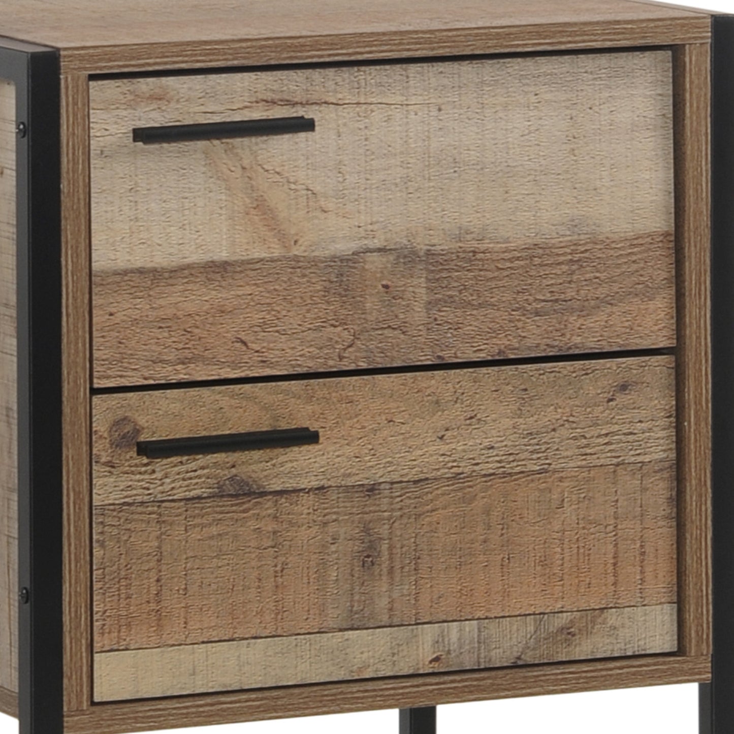 4 Pieces Storage Bedroom Suite Metal Legs Queen Oak, Bedside Table & Tallboy