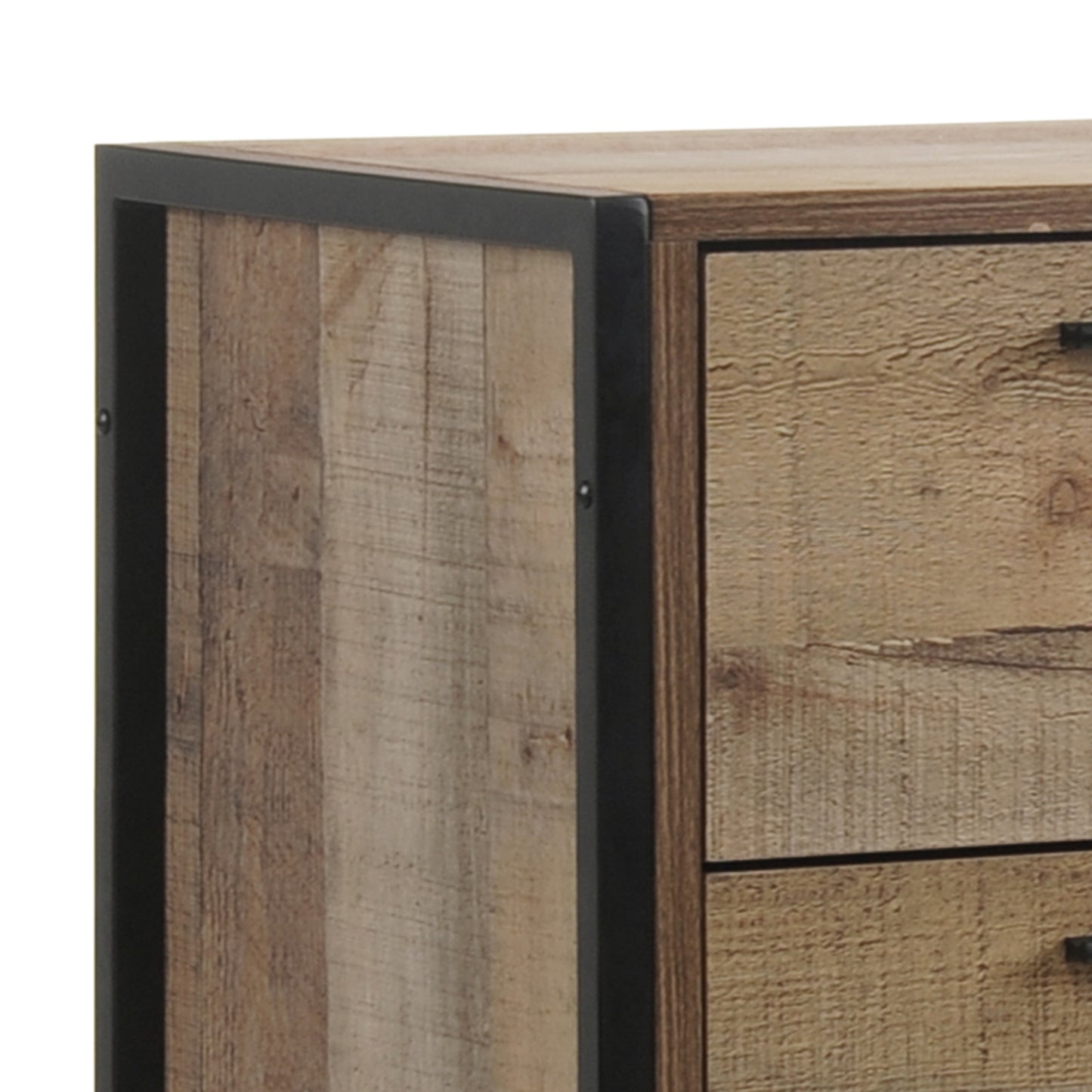 4 Pieces Storage Bedroom Suite Metal Legs Queen Oak, Bedside Table & Tallboy