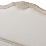 Beige Linen Fabric Queen Bedframe With Oak Wood Finish