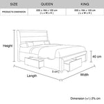 King Storage Bed Frame In Light Grey