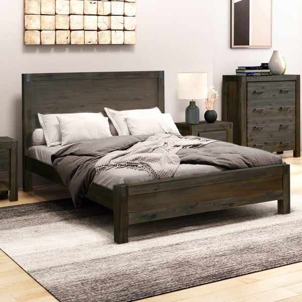  Queen Size Chocolate Bed Frame, Solid Wood Acacia