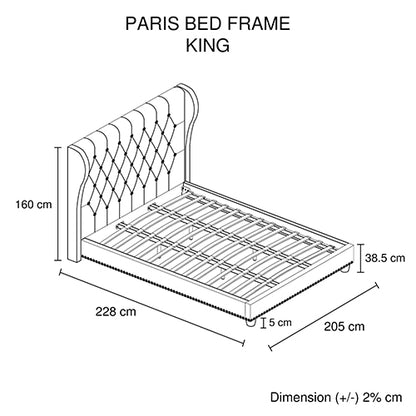 Paris Bedframe King Size Grey color