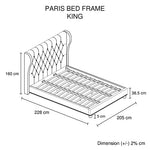 Paris Bedframe King Size Grey color