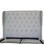 Queen Size Grey Fabric Upholstered Bed Frame, French Provincial Style