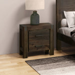 Bedside Table 2 Drawers Night Stand Solid Wood Acacia Storage In Chocolate