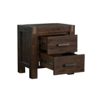Bedside Table 2 Drawers Night Stand Solid Wood Acacia Storage In Chocolate