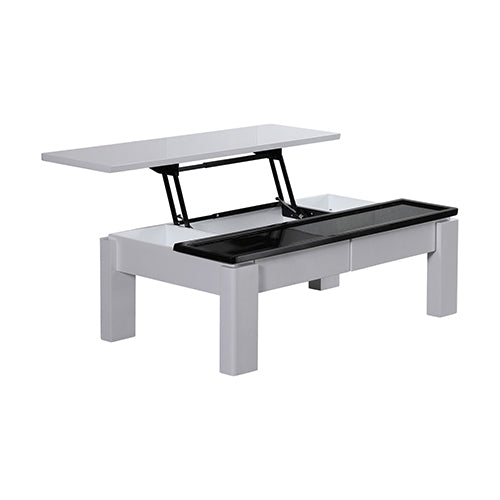 High Gloss Coffee Table With Lift Up Top, Black & White