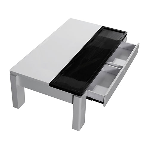 High Gloss Coffee Table With Lift Up Top, Black & White