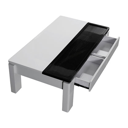 High Gloss Coffee Table With Lift Up Top, Black & White