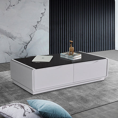 sophisticated Coffee Table - Black Glass & White