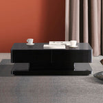 Stylish Coffee Table High Gloss Finish In Shiny Black With 4 Drawers Storage