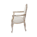 Arm Chair Linen Fabric Beige Oak Wood White Washed Finish