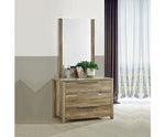 Dresser with 3 Storage Drawers in Natural Wood like MDF in Oak Colour with Mirror
