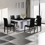 Rectangular High Gloss Dining Set: Table & 6 Black Chairs