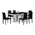 Rectangular High Gloss Dining Set: Table & 6 Black Chairs