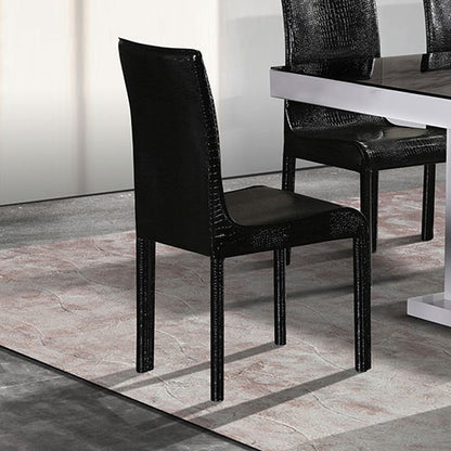 7 Pieces Dining Suite Dining Table & 6X  White Chairs in Rectangular Shape High Glossy MDF Wooden Base Combination of Blac...