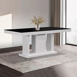 Rectangular High Gloss Dining Table, Black & White