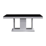 The glossy finish Dining Table Black Glass & White Painting