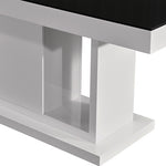 The glossy finish Dining Table Black Glass & White Painting