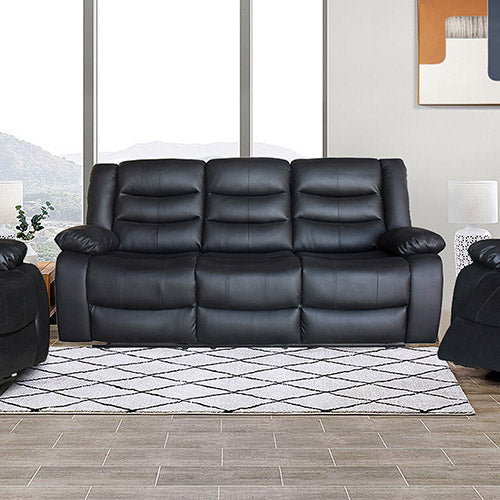  Luxurious Recliner Pu Leather 3R sofa-Black