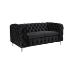 Black Velvet Button Tufted 3+2 Seater Sofa With Metal Legs