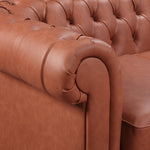 Brown Leather Chesterfield Style Button Tufted 3+2 Seater Sofa