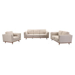 Beige Fabric 3+2 Seater Sofa With Wooden Frame