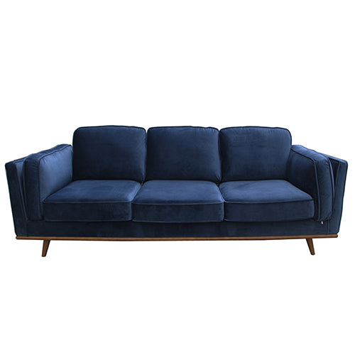  Blue Fabric 3+2 Seater Sofa With Wooden Frame