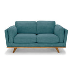 Teal Fabric 3+2 Seater Sofa With Wooden Frame