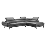 Sofa Set Spacious Chaise Lounge Leatherette Air Leather Grey