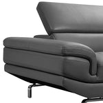 Sofa Set Spacious Chaise Lounge Leatherette Air Leather Grey