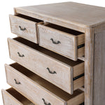 Tallboy Oak Wood Plywood Veneer White Washed Finish Storage Drawers