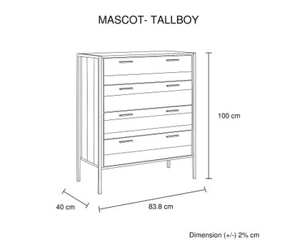 4 Drawers Tallboy Storage Cabinet Oak Colour