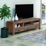 TV Cabinet with 3 Storage Drawers with Shelf Solid Acacia Wooden Chocolate