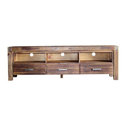 TV Cabinet with 3 Storage Drawers with Shelf Solid Acacia Wooden Chocolate