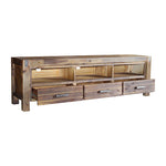 TV Cabinet with 3 Storage Drawers with Shelf Solid Acacia Wooden Chocolate