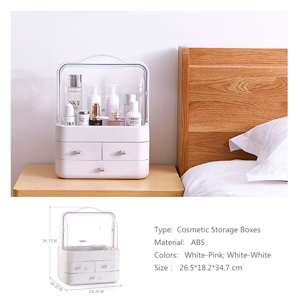 Cosmetics Storage Boxes Jewelry Case White-Pink