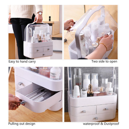 Cosmetics Storage Boxes Jewelry Case White-Pink
