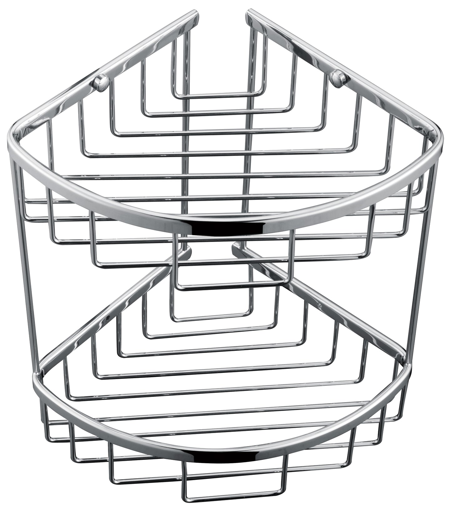 2-Tier Corner Bathroom Basket Shelf Rail Rack
