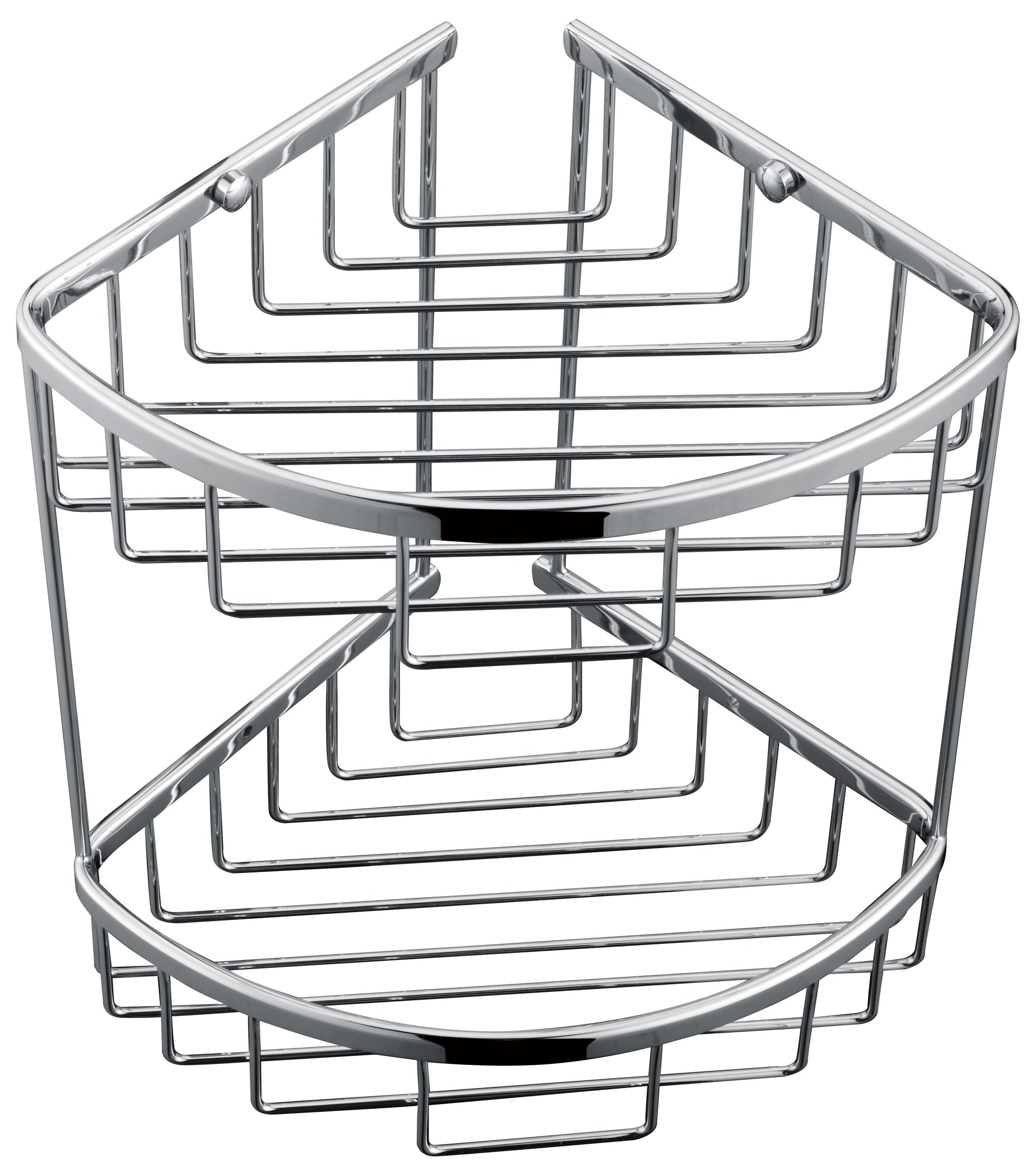 2-Tier Corner Bathroom Basket Shelf Rail Rack