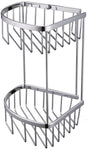 2-Tier Corner Bathroom Basket Shelf Rail Rack