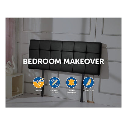 PU Leather Double Bed Deluxe Headboard Bedhead - Black - Melbourne Home & Living