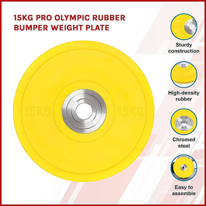 15KG PRO Olympic Rubber Bumper Weight Plate - Melbourne Home & Living