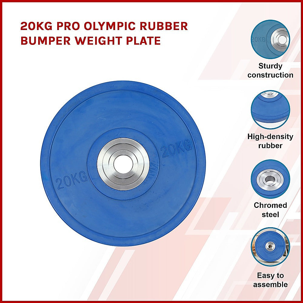 20KG PRO Olympic Rubber Bumper Weight Plate - Melbourne Home & Living