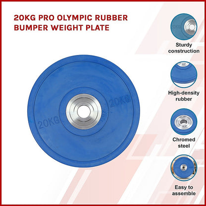 20KG PRO Olympic Rubber Bumper Weight Plate - Melbourne Home & Living